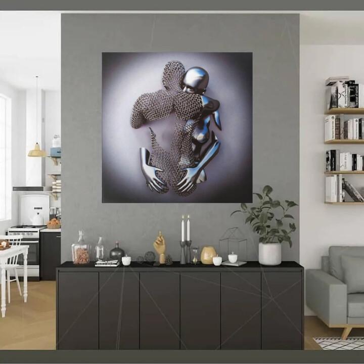 HomeHau™ Figure In Metallo Argentato Su Tela